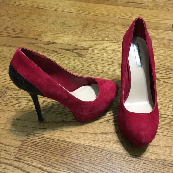 H by Halston Shoes - Red suade platform heels